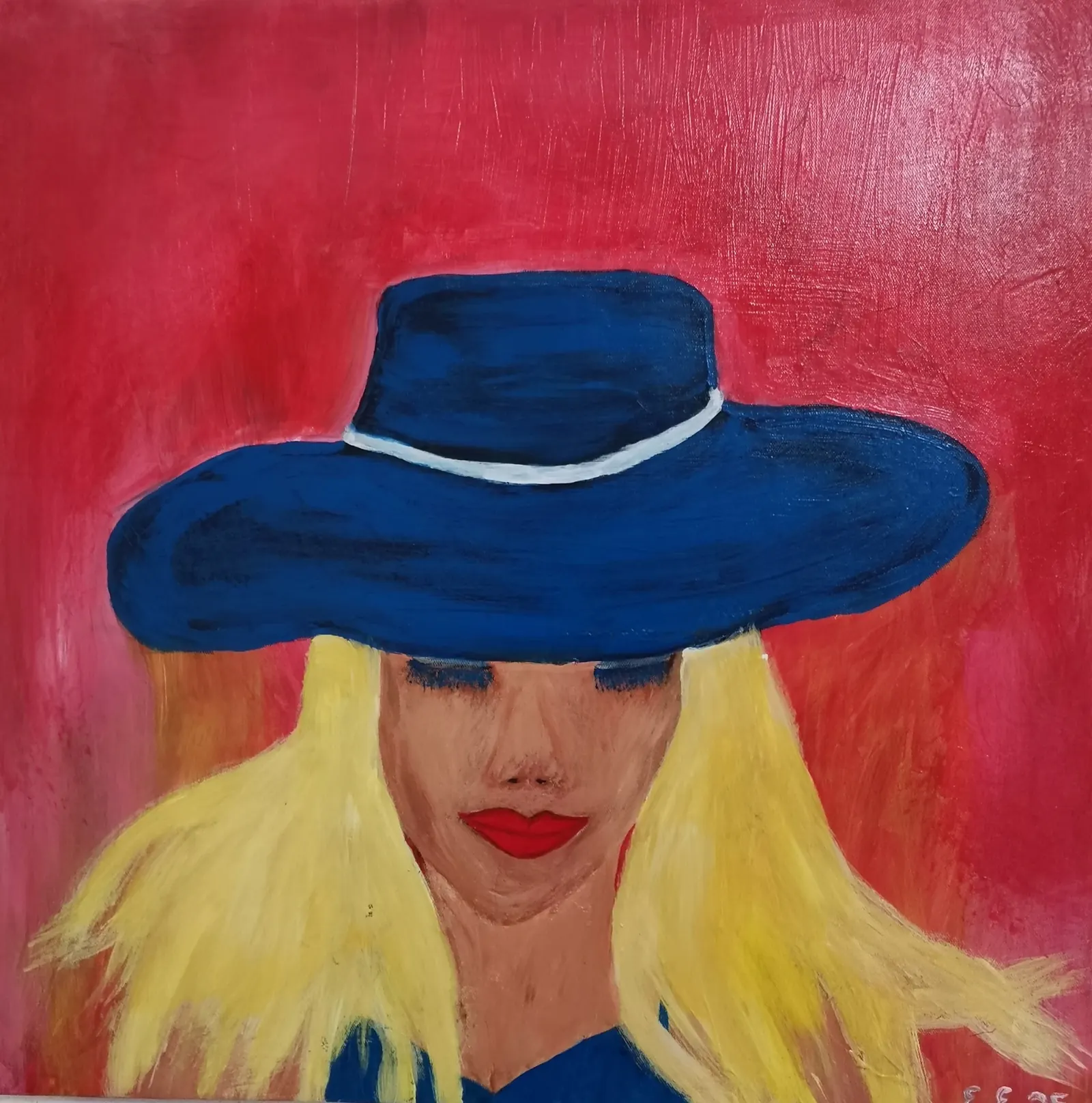 Lady mit blauem Hut