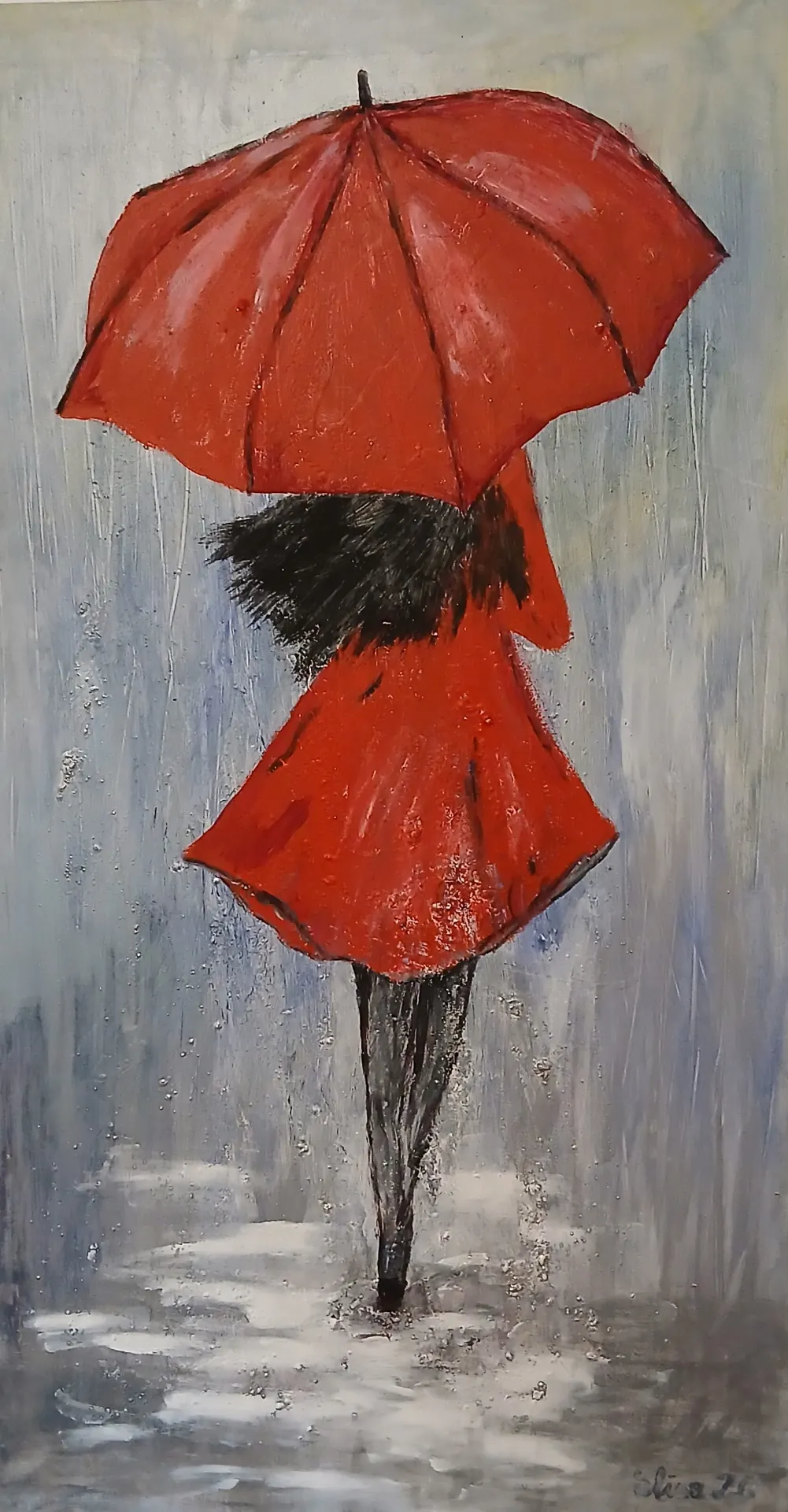 Red Woman in the rain